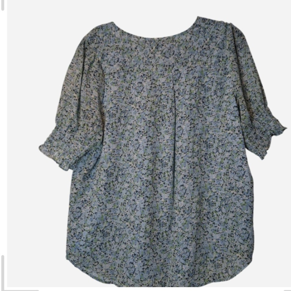 Floral Blue Women's Top - Picture 2 of 7